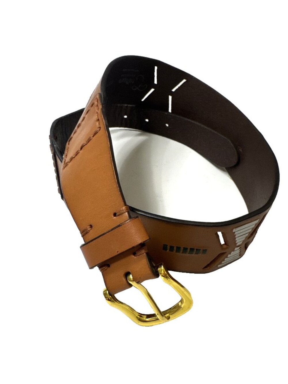 Cuirum Barcelona Spain Cow Leather Designer Wide Belt Hand Tooling Size Small